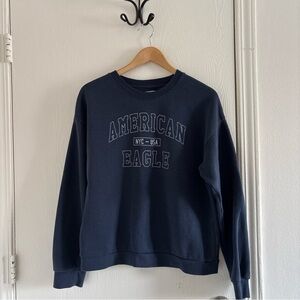 American Eagle Crewneck Sweatshirt Size Medium Navy Blue Logo Pullover